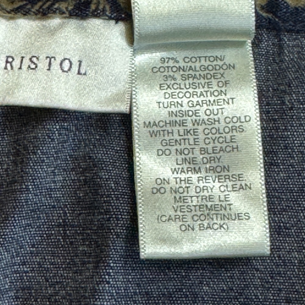 Susan Bristol Jeans Womens 14 Gold Floral Flocked Velvet Denim Capri Vintage 90s - Picture 8 of 12